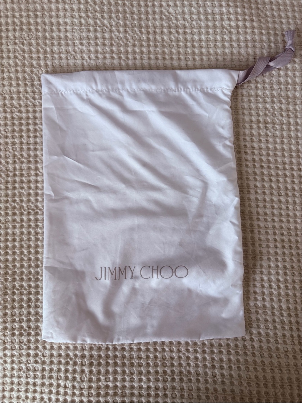 Jimmy Choo White Drawstring Dust Bag Shoe Handbag Storage 14 x 10.5